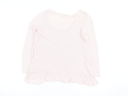 White Stuff Women's Pink Lightweight Scoop Neck Knit Jumper M