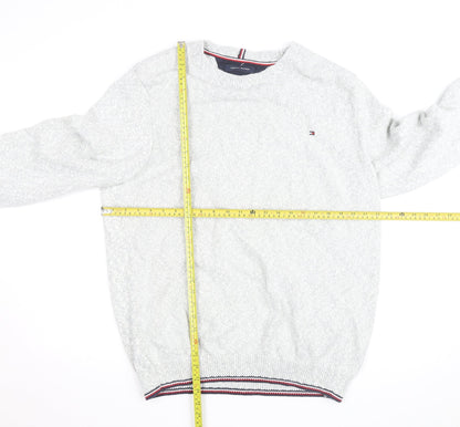 Tommy Hilfiger Men's Grey Cotton Wool Pullover Jumper Size L