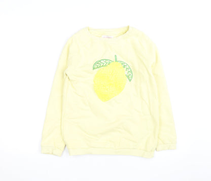 FatFace Teens Yellow Lemon Sequin Pullover Sweatshirt 12 Slim