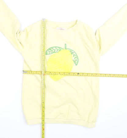 FatFace Teens Yellow Lemon Sequin Pullover Sweatshirt 12 Slim