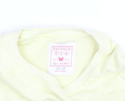 FatFace Teens Yellow Lemon Sequin Pullover Sweatshirt 12 Slim