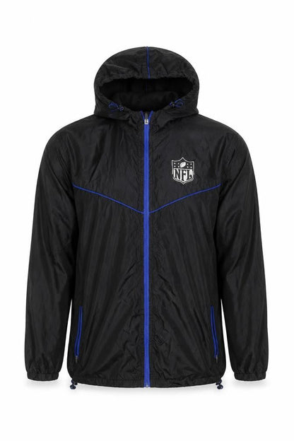 NFL Men’s Black Windbreaker Jacket Hooded Full Zip Size S
