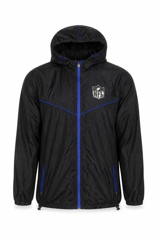 NFL Men’s Black Windbreaker Jacket Hooded Full Zip Size S