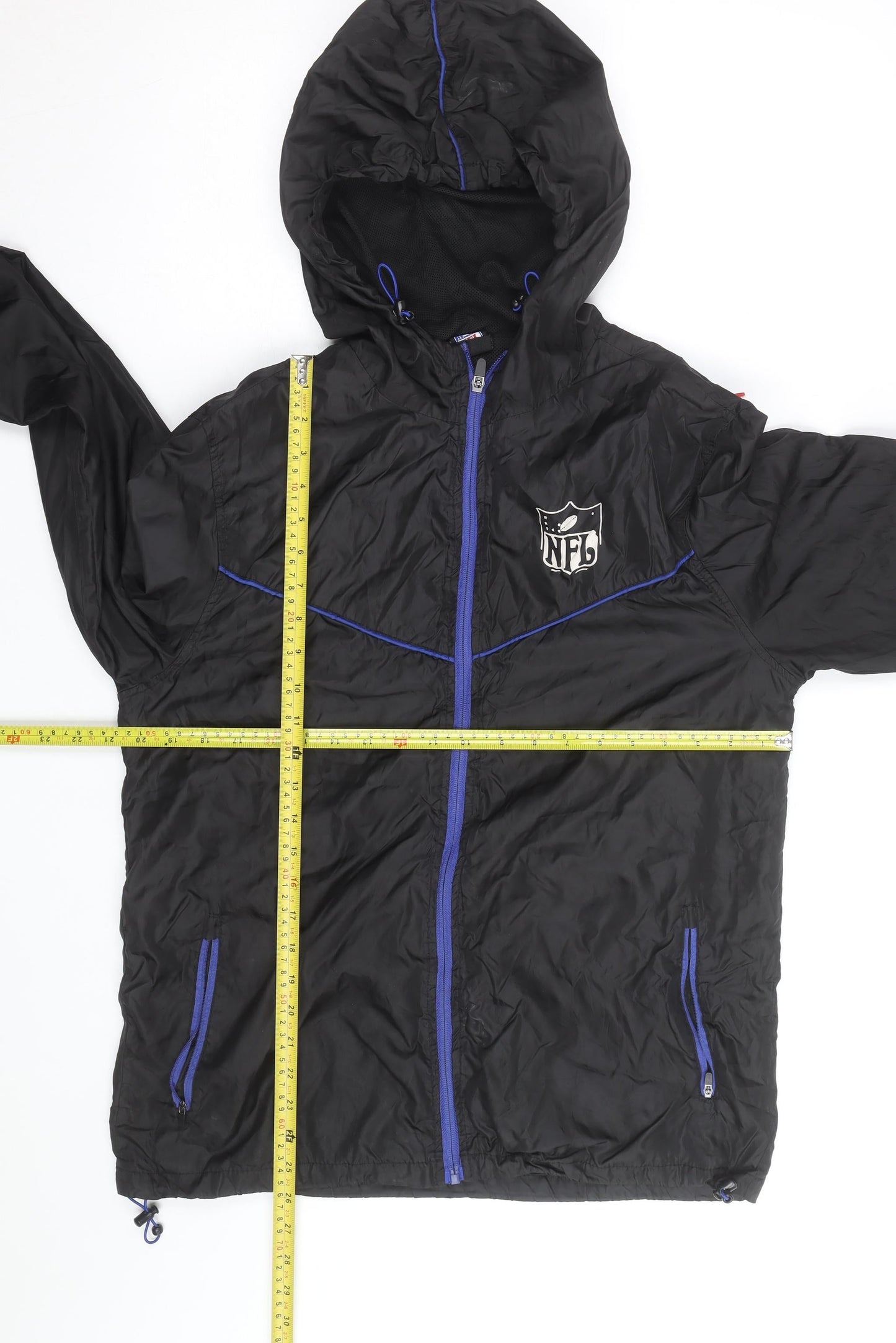 NFL Men’s Black Windbreaker Jacket Hooded Full Zip Size S