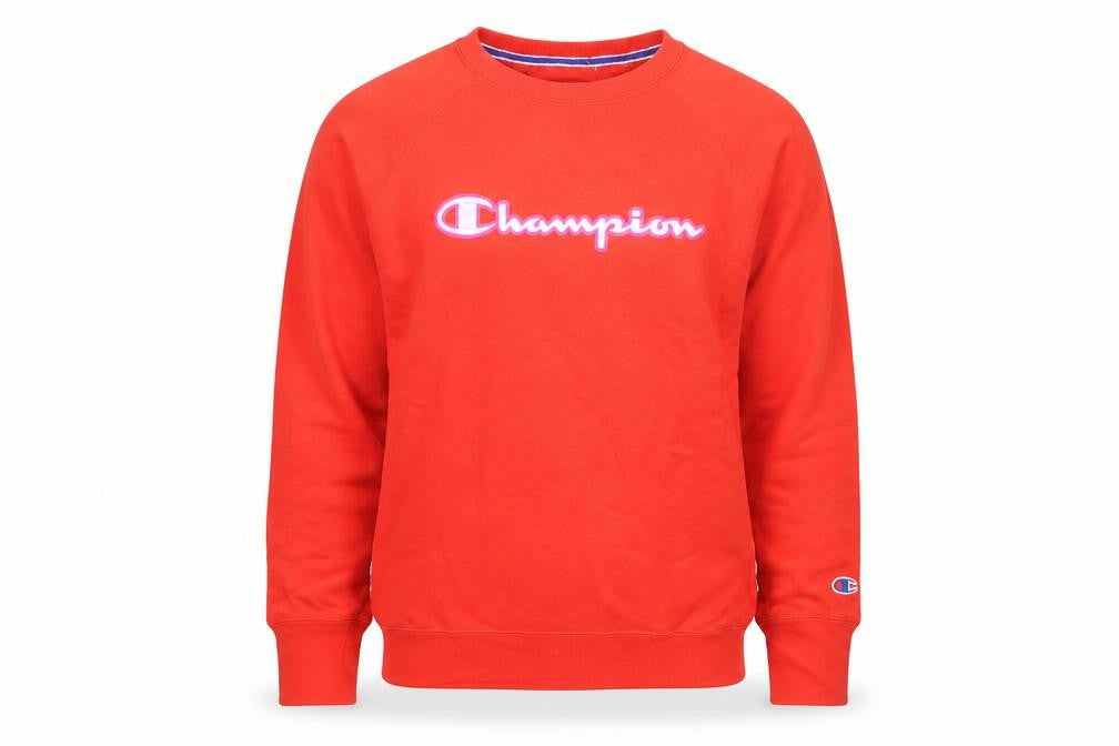 Champion Men's Red Crew Neck Logo Pullover Sweatshirt M