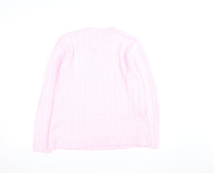 Emma Collection Women's Pink Cable-Knit Pullover Jumper S