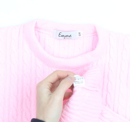 Emma Collection Women's Pink Cable-Knit Pullover Jumper S