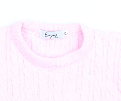 Emma Collection Women's Pink Cable-Knit Pullover Jumper S