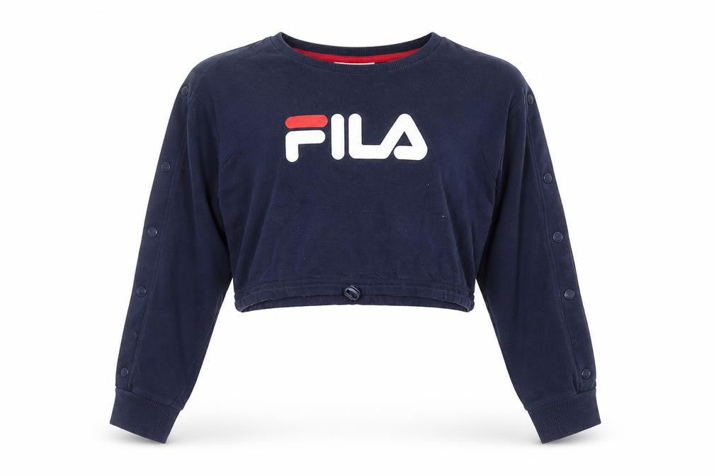 Fila Women's Navy Blue Cropped Pullover Sweatshirt Size L
