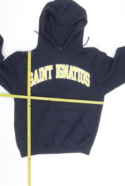 Champion Men's Blue Pullover Hoodie Small Saint Ignatius Graphic