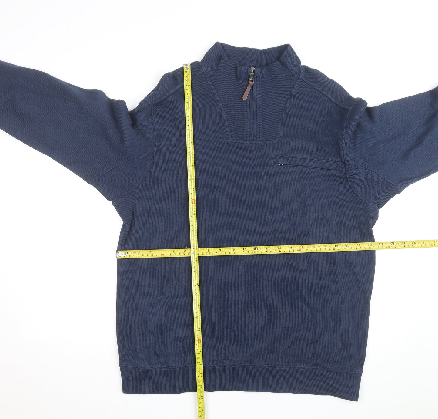 Duluth Trading Co Men's Blue Cotton 1/4 Zip Jumper Size L Relaxed Fit