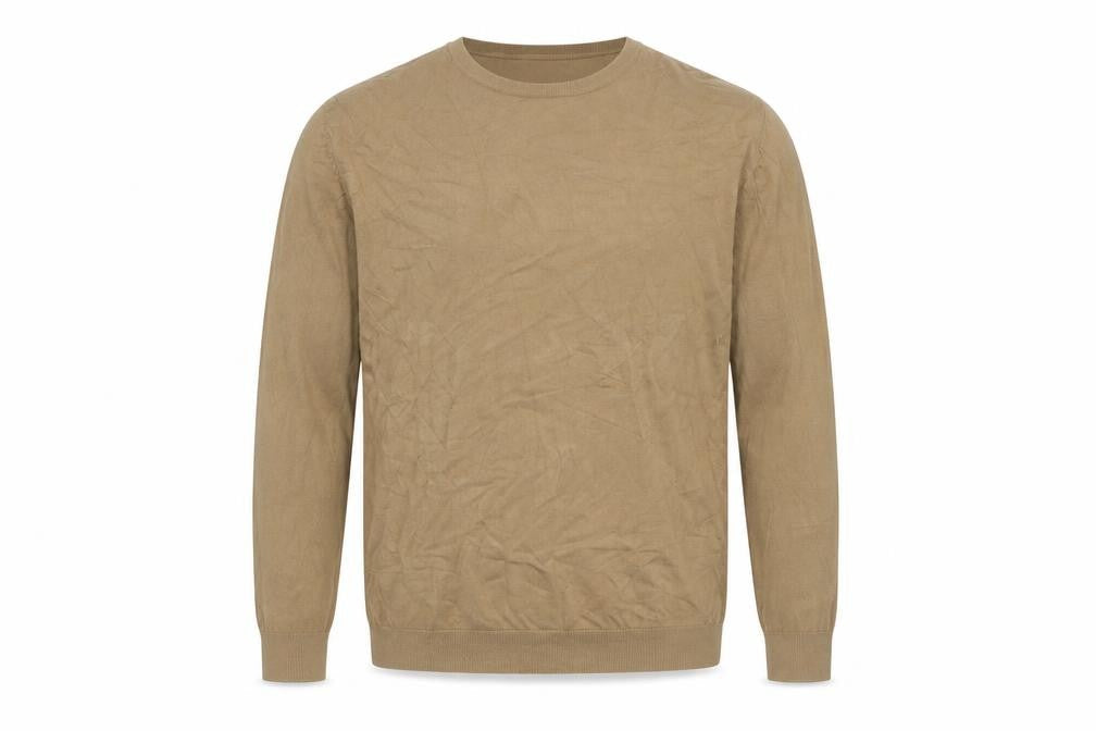 Zara Men Beige Cotton Blend Crew Neck Pullover Jumper M