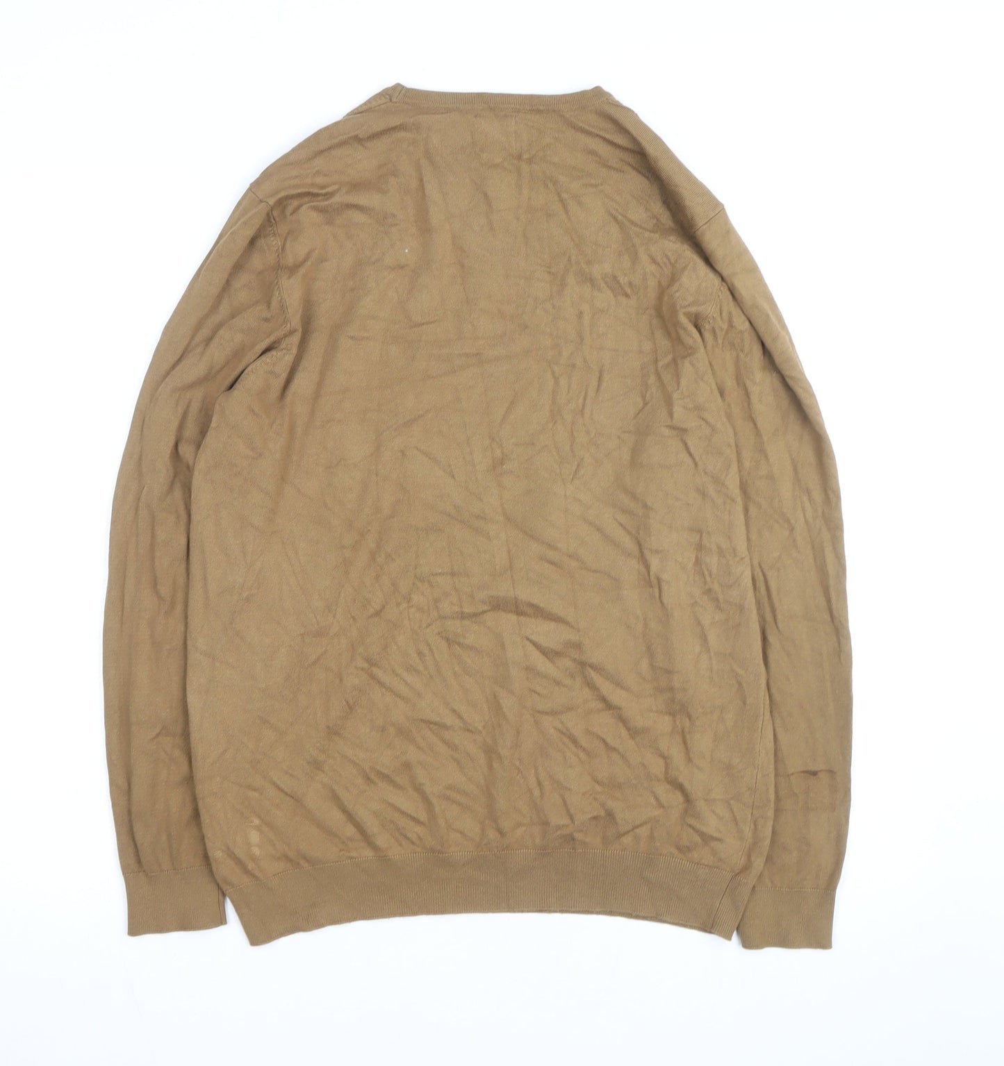 Zara Men Beige Cotton Blend Crew Neck Pullover Jumper M