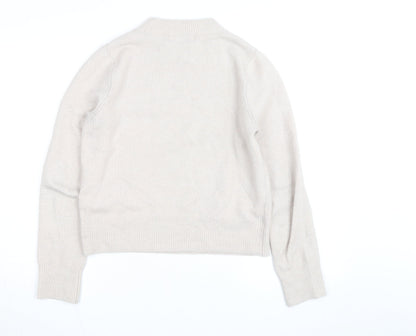MNG Women’s Beige Wool Cashmere Crew Neck Jumper Size S