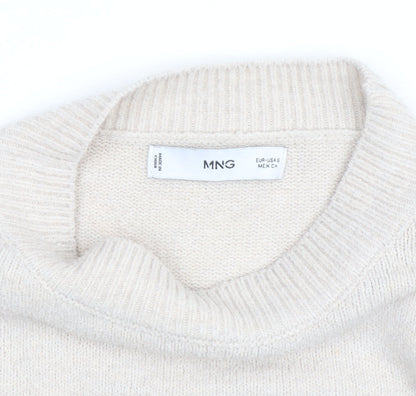 MNG Women’s Beige Wool Cashmere Crew Neck Jumper Size S