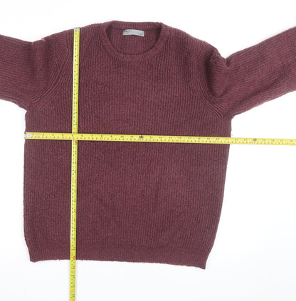 Marks and Spencer Men's Purple Chunky Knit Wool Blend Jumper Size L
