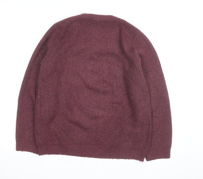 Marks and Spencer Men's Purple Chunky Knit Wool Blend Jumper Size L