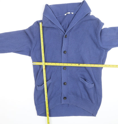 Uniqlo Men's Blue Cotton Button Cardigan L Regular Fit