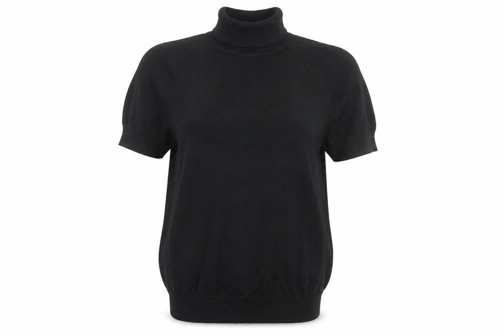 MOTF Women's Black Roll Neck Short Sleeve Knit Jumper Size M