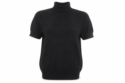 MOTF Women's Black Roll Neck Short Sleeve Knit Jumper Size M
