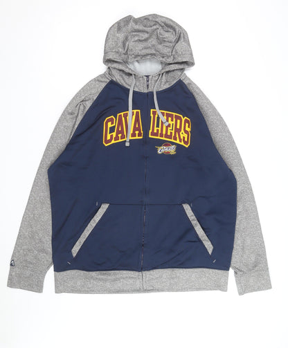 Antigua Mens Blue Grey Full Zip Hooded Sweatshirt XL Cleveland Cavaliers