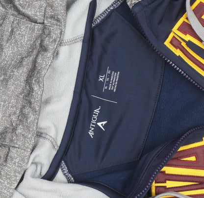 Antigua Mens Blue Grey Full Zip Hooded Sweatshirt XL Cleveland Cavaliers