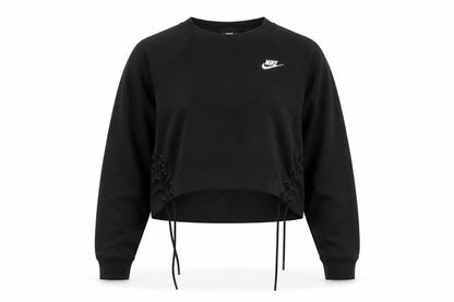 Nike Women's Black Lace-Up Crew Neck Pullover Sweatshirt M