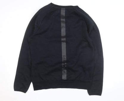 Puma Men's Black Crew Neck Sweatshirt M Regular Fit Logo Zip Detail