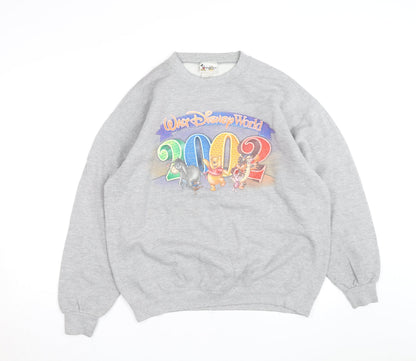 Disney Men Grey 2002 Winnie the Pooh Crew Neck Sweatshirt L
