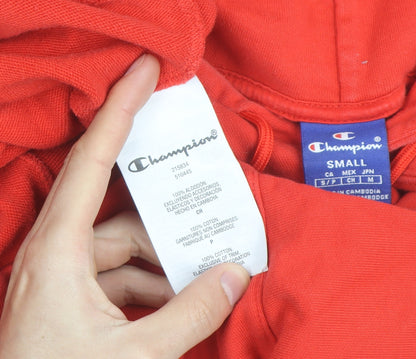Champion Men's Red Small Pullover Hoodie with Logo Detail