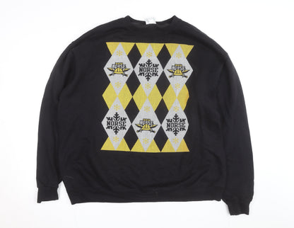 Champion Men's Black 2XL Pullover Sweatshirt Argyle Norse Design