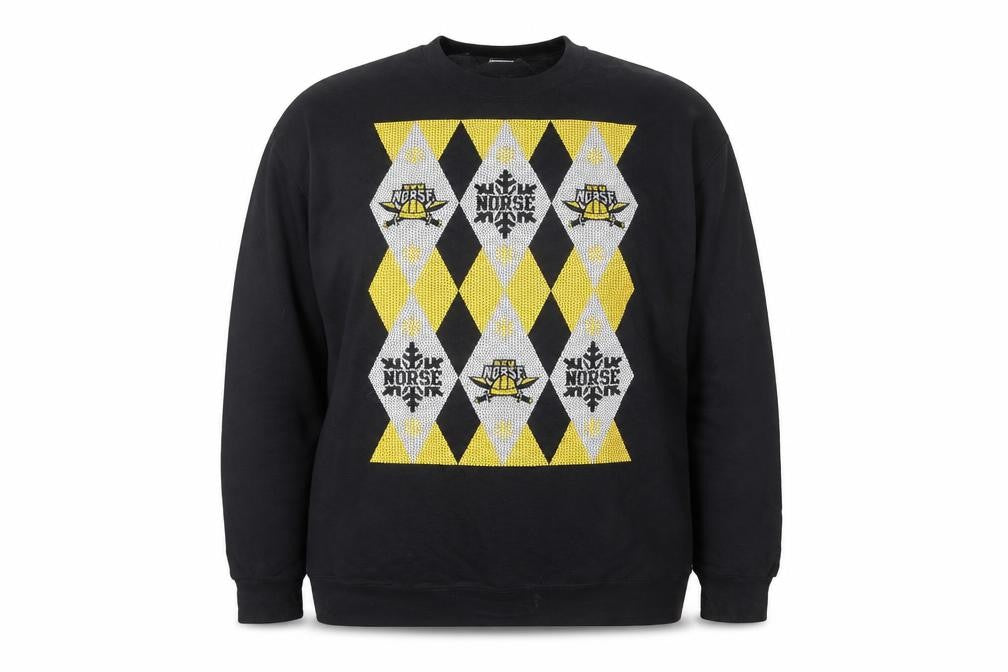 Champion Men's Black 2XL Pullover Sweatshirt Argyle Norse Design