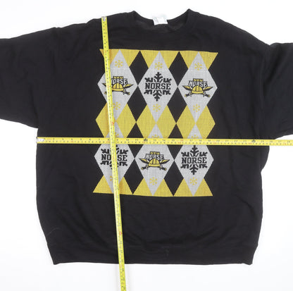 Champion Men's Black 2XL Pullover Sweatshirt Argyle Norse Design