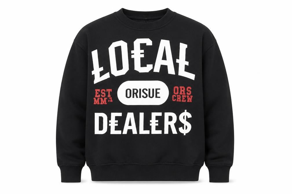 Orisue Mens Black Pullover Graphic Sweatshirt Size S Streetwear