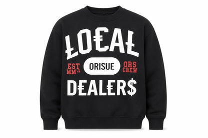 Orisue Mens Black Pullover Graphic Sweatshirt Size S Streetwear