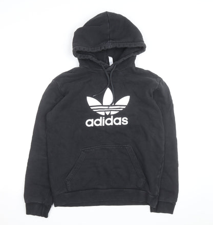 Adidas Men's Black Small Pullover Hoodie with Logo Print