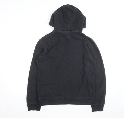 Adidas Men's Black Small Pullover Hoodie with Logo Print