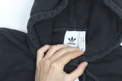 Adidas Men's Black Small Pullover Hoodie with Logo Print