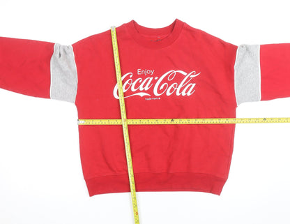Coca-Cola Unisex Adults Red Crew Neck Pullover Sweatshirt Size S