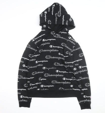 Champion Men's Black XL Pullover Hoodie Logo Print Fleece