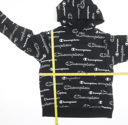 Champion Men's Black XL Pullover Hoodie Logo Print Fleece