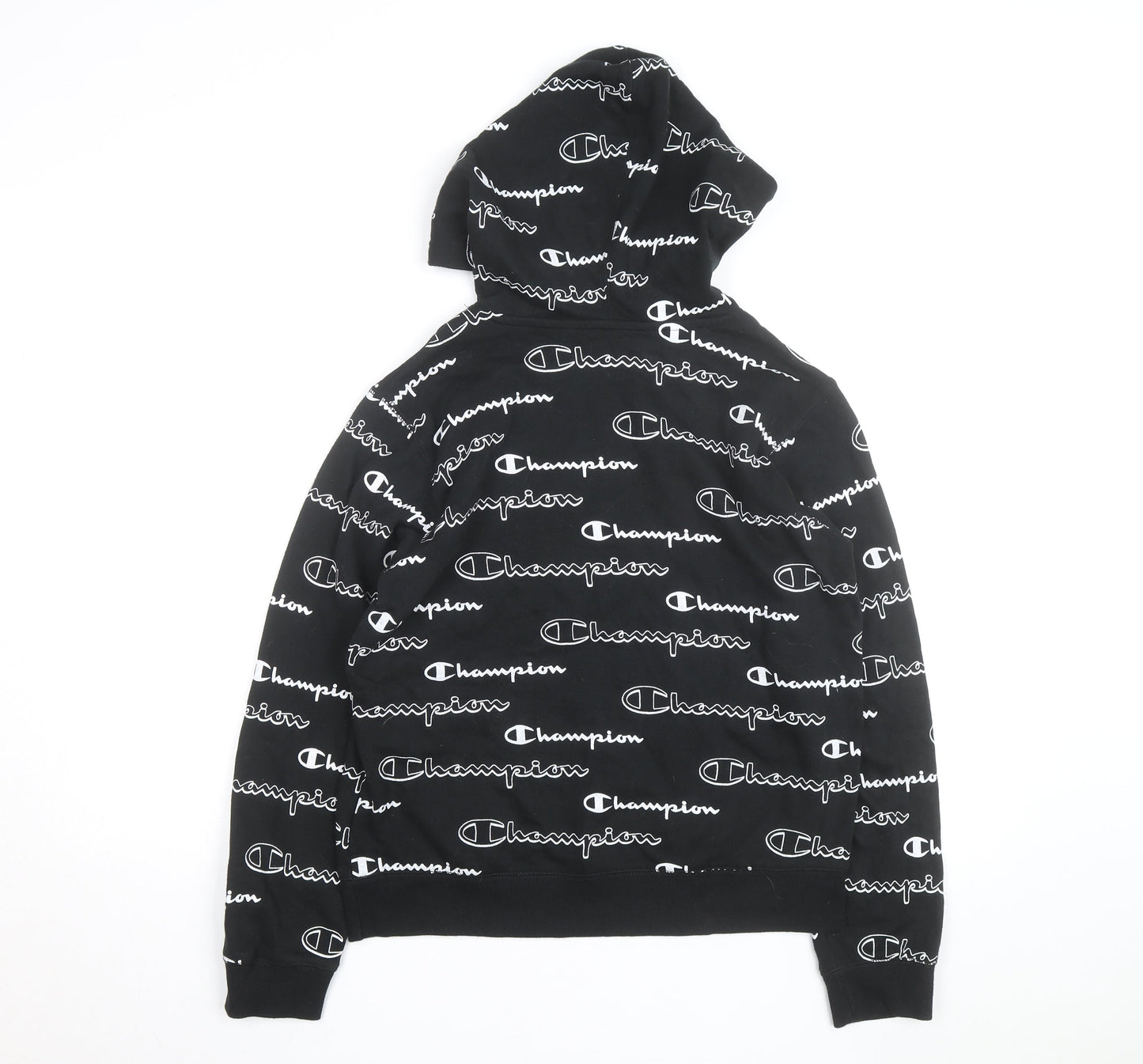 Champion Men's Black XL Pullover Hoodie Logo Print Fleece