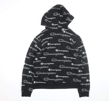 Champion Men's Black XL Pullover Hoodie Logo Print Fleece