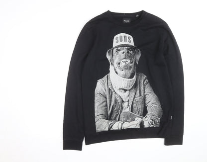 Only & Sons Men’s Black Graphic Dog Print Pullover Sweatshirt Size L