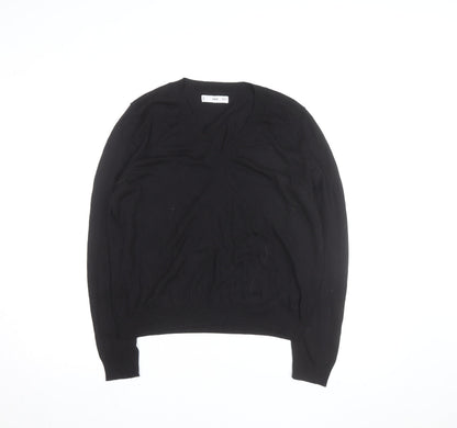 MNG Men's Black V-Neck Cotton Pullover Jumper Size M