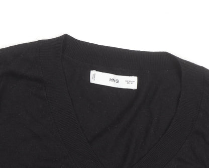 MNG Men's Black V-Neck Cotton Pullover Jumper Size M
