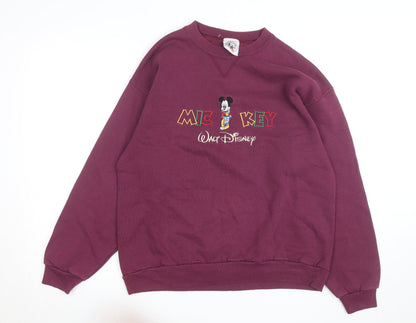Disney Men's Purple Mickey Mouse Embroidered Pullover Sweatshirt L