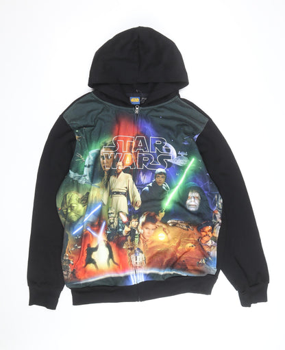 Star Wars Teen Black Full Zip Hoodie L Movie Graphic Sweatshirt