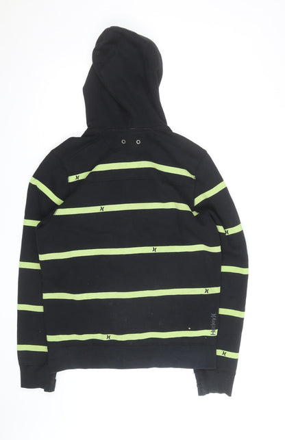 Hurley Men’s Black Green Stripe Full Zip Hoodie Size M