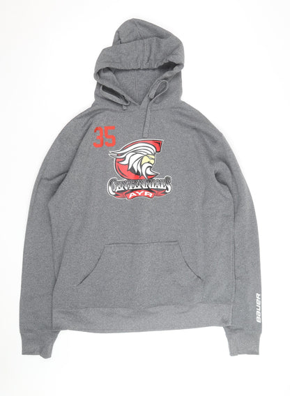 Bauer Mens Grey Cotton Blend Pullover Hockey Hoodie Size L